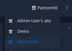 Site selector — switch between your sites